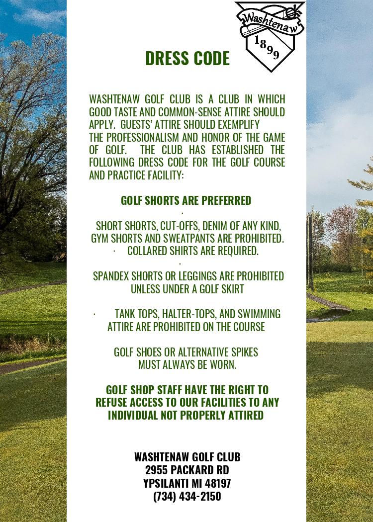Dress Code Washtenaw Golf Club